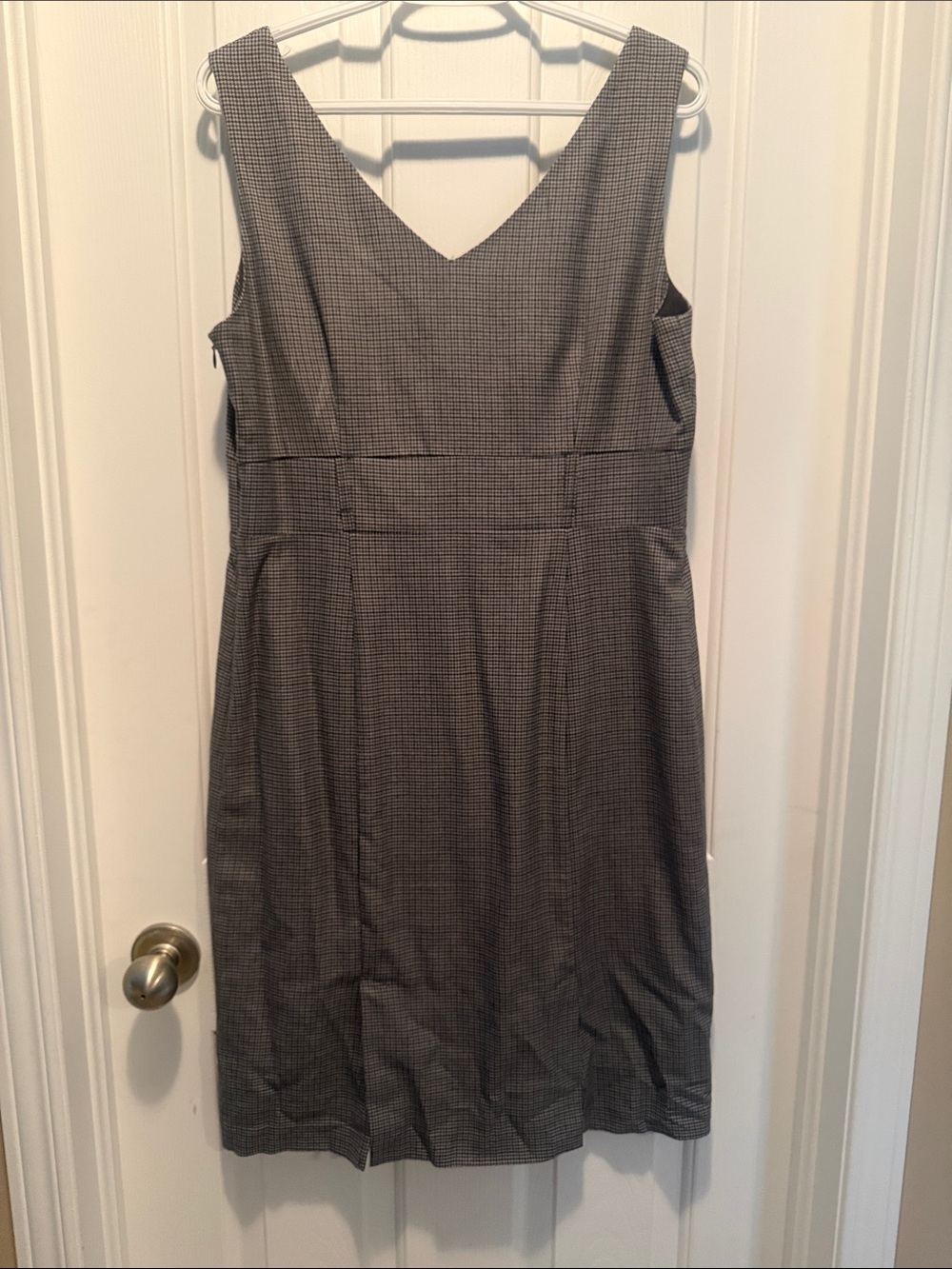 Tristan Gray Plaid V-Neck Midi Dress